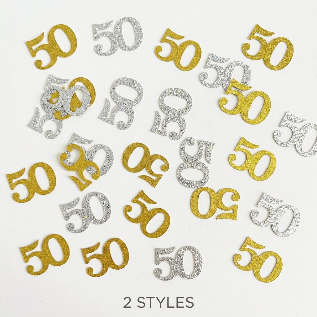 120Pcs 50th Birthday Confetti  - Table Number Gold recension och pris